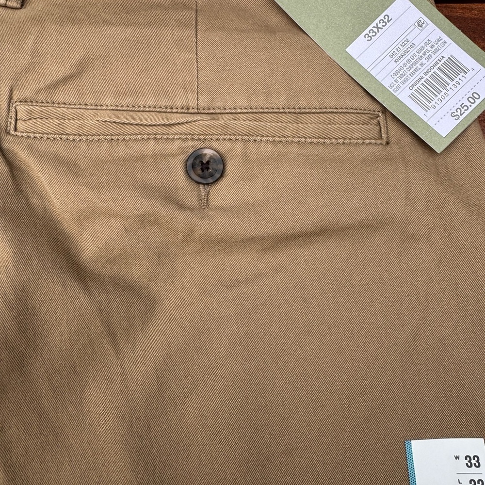 Goodfellow & Co Straight FIT CHINO PANTS  Men's KHAKI 33x32”L, NWT - Picture 6 of 12